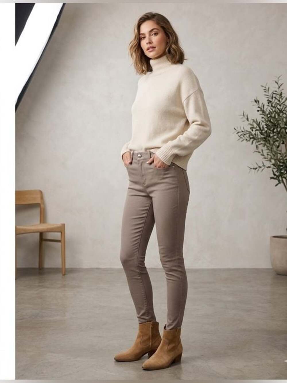 [JUST I] NWT Gorgeous TRUTH Ash Browm High Waisted Zip Up Jeggins Sz 4 MEDIUM